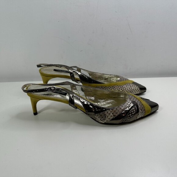 Dolce & Gabbana Python Heels Slide Back Sandals Pointed Toe Eu Sz 40 - Picture 1 of 14